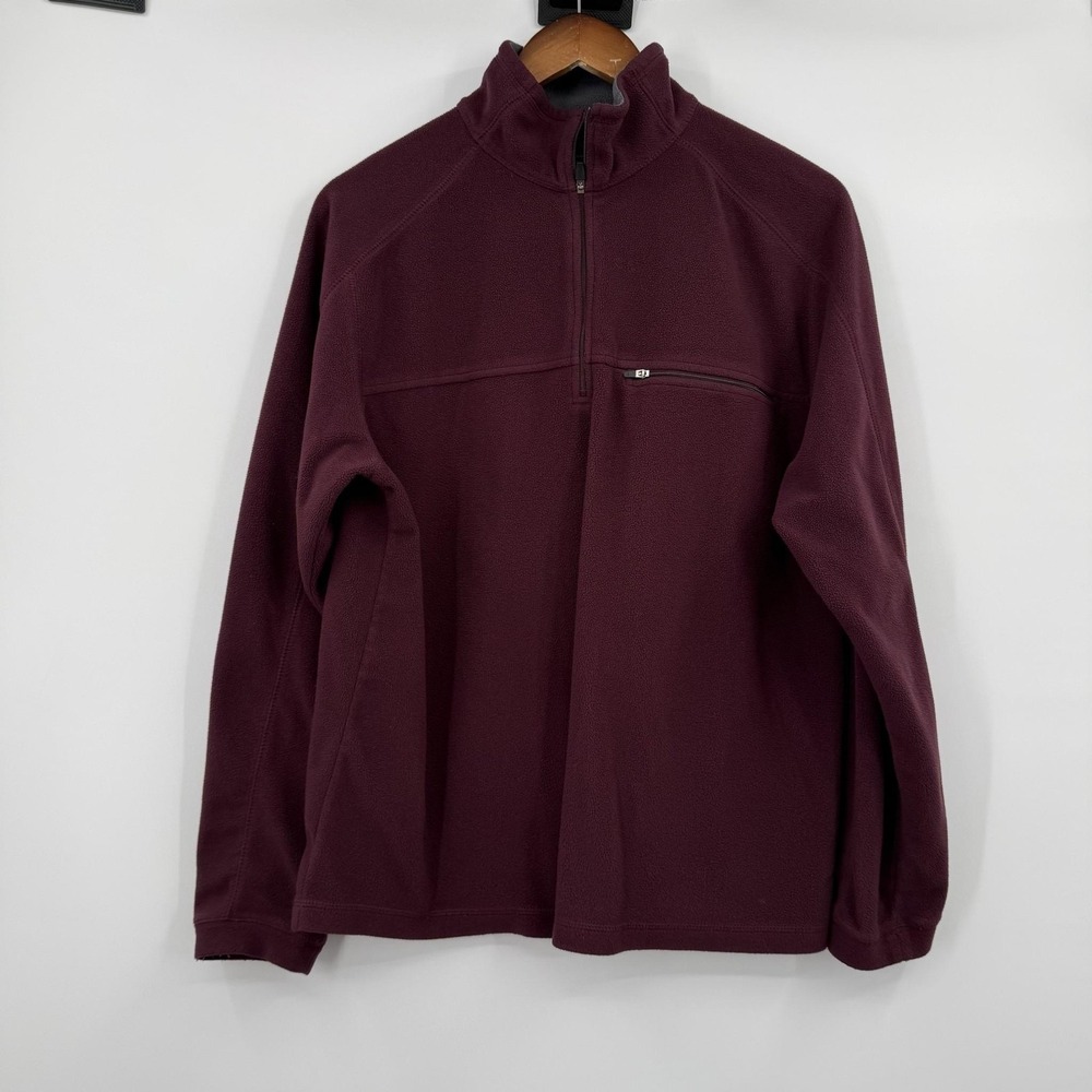 L.L. Bean Sweatshirt Womens M Purple 1/4‎ Zip Pullover Fleece Pockets Mock Neck